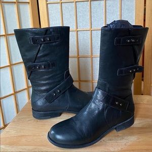 Eileen Fisher Black Leather Vero Cuolo Moto Boots SZ 7